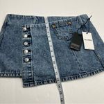 RE/DONE  Acid Blue‎ Wrap Mini Skirt Womens Size 27 Button Denim Jean Pocket NEW Photo 9