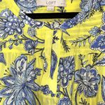 Loft Neon Yellow & Blue Floral Print Ruffle Sleeve Tank Top Photo 2