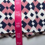 J.Crew  Rose Navy White Pleated 100% Silk Miniskirt 10 Lined Zip‎ Back Geometric Photo 8