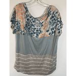 a.gain  Women's Cold Shoulder Tunic Top V Neck Short Sleeve Multi Pattern Gray 3X Photo 2