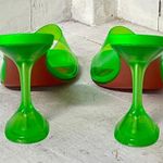 Amina Muaddi Lupita PVC Slip On Spool Heel Mules Sandal Fluo Green Women Size 40 Photo 3