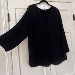 Talbots Navy Blue Plus Size 2X Blouse Long Sleeve V Neck Flowy Lightweight Top Photo 2