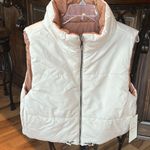 Vine & Valley Puffer Vest Reversible Cozy Zip Jacket Beige Tan Womens M New Photo 12