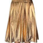 Anthropologie Moulinette Soeurs Gold Metallic High Waisted A Line Mini Skirt XS Photo 0