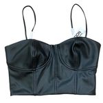 EXPRESS Black faux leather cropped corset bustier top Photo 0