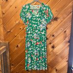 Loft bright green floral midi dress Photo 5