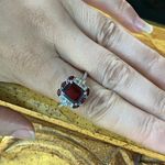 Red Labradorite Vermelho Red Garnet Sterling Silver Ring Size 9.75 Photo 3
