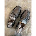 Schutz Christie Studs Crackled Leather Loafers Slip On Glam Silver Women 9.5 NWT Photo 2