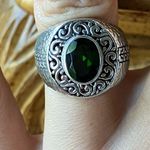 Natural Chrome Diopside Sterling Silver Hammered Ring Size 6 Photo 0