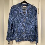 NWT Gunit Size L Cotton Painted Blue Paisley Button Front Denim Jacket Pockets Size L Photo 0