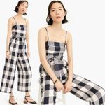 J.Crew Wide Leg Linen Jumpsuit in Gingham Beauchamps Belted Size 2 Preppy Photo 2