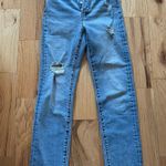 Levi's Levi’s Wedgie Straight High Rise Blue Jeans with Frayed Hem Photo 0