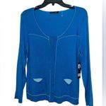 Nic+Zoe Aquamarine Button Up Cardigan Size Petite Large Lightweight Piping NWT Photo 0