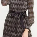 Banana Republic  Chevron Belted Bow Mini Shift Dress Metallic Gold Black 4 Photo 0