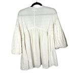 Free People  We the Free Flower Power Gauzy Gauze White 3/4 Sleeve Blouse XS Photo 3