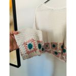 Sincerely Jules White Green Square Granny Knitted Cottagecore Crop Sweater XL Photo 4