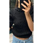 ZARA  High Collar Cable Knit Sweater With Tonal Beads & Shorts Sleeves Photo 1