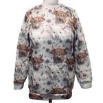 Knit Winter Cow Lover Beaded Yarn Animal Long Sleeve Pullover Crew Neck Sweater White Size M Photo 0