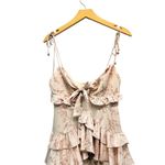 Selfie Leslie  Flower Child Bust Tie Ruffle Trim Dress Floral Champagne size M Photo 4
