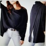 Free People  Juicy Long Sleeve Black Waffle Knit Cowl Neck Size XS Photo 1