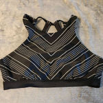 Athleta  High Neck Strappy Bikini Top Swimsuit Black Chevron Underwire 32B/C Photo 0