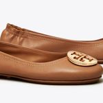 Tory Burch NIB MINNIE TRAVEL LEATHER BALLET Flat Shoe Royal Tan Gold 8 Photo 1