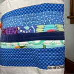 Boho Quilted And Stitched Canvas Art Deco Tote Bag Blue Photo 5