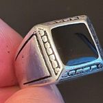 S925 stamped silver black obsidian ring size 7.5 Photo 5