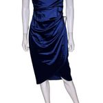 Emerald Sundae Juniors' Draped Sleeveless Satin Bodycon Dress Blue Sz L Photo 1