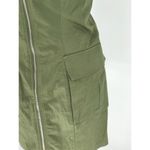 Honey Peach Green 100% Cotton Mini Dress Sz S | Cargo Pockets & Full‎ Zipper Photo 3