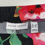 Susan Graver  Size 3X Black - Floral Print Liquid Knit Pull On Crop Capri Pants Photo 2