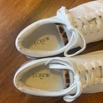 J.Crew Women's Saturday Sneaker 8 White Sneakers with Leopard Detail Photo 3