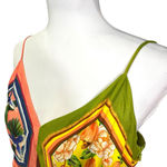 Farm Rio  Double Scarf Pastel Midi Dress Cut Out Womens Large Tropical Buttons Photo 5