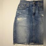 AG Adriano Goldschmied The Erin Blue Denim Pencil Skirt Distressed Raw Hem 26 Photo 3