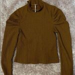 Free People Brown Crinkle Light Long Sleeve Women’s Top Size XS Small Photo 0