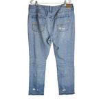 American Eagle Tomgirl Distressed Jeans Sz 16 LONG Light Wash Straight Boyfriend Photo 1