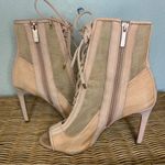 Gianni Bini Blush Pink Embroidered Zip Lace Up Heeled Booties Size 8.5 Photo 7