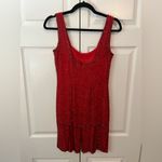 Oleg Cassini Vintage Black Tie  Red Silk Beaded Cocktail Dress Size 4 Photo 5