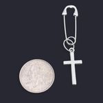 Handmade Unique Elegant Punk Gothic Style Cross Safety Pin Design Hoop Earrings Photo 4