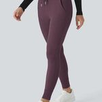 Halara Softlyzero HighWaisted Drawstring Full Length Joggers Dusky Purple L P Photo 0