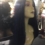 Wig Blue Black Long Lacefront middle Part Anime Photo 1