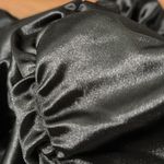 H&M  Satin Black Puff Long Sleeve Ruched Gathered Boatneck Party top Size S Photo 11