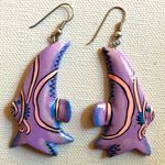 Funky fish lightweight dangle earrings purple Photo 0