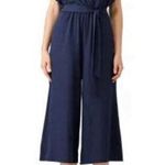 Hutch Jumpsuit Women XS Navy Blue Zia Wide Leg Crop Flutter Shoulder NO BELT Photo 0
