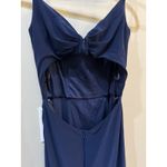 La Femme New  28079 Side wrap Jersey Gown In Navy‎ Size 2 Cutout Back Photo 4