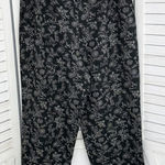 Charter Club Floral Print Linen Blend Capri Pants Black White Size 10 Photo 0