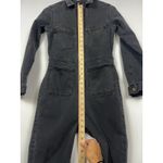 Free People  Black Denim Size M Utility Zip Front Long Sleeve Skinny Jumpsuit Photo 12