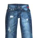 True Religion VTG. DARK WASH BOOTCUT DISTRESSED JEANS SZ. 27" NWOT Photo 3