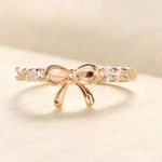 Dainty jewelry silver Bow crystal ring Photo 4
