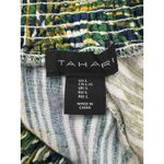 Tahari  Linen Blend Pants Size Large Green Palm Leaf Print Smocked Waist Resort Photo 7